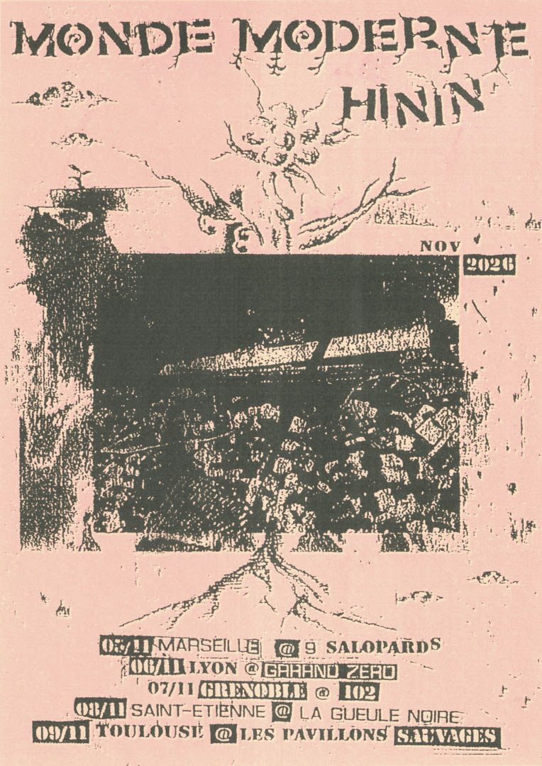 Flyer de la tournée 2026 Monde Moderne & Hinin, par Robin Roche